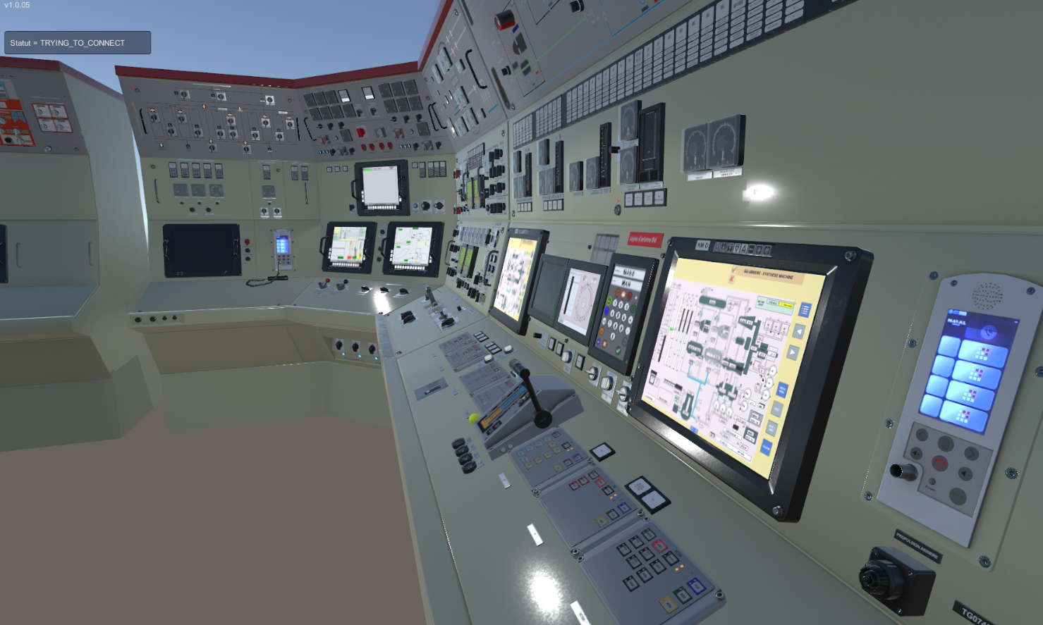 Le pupitre de conduite de la machine